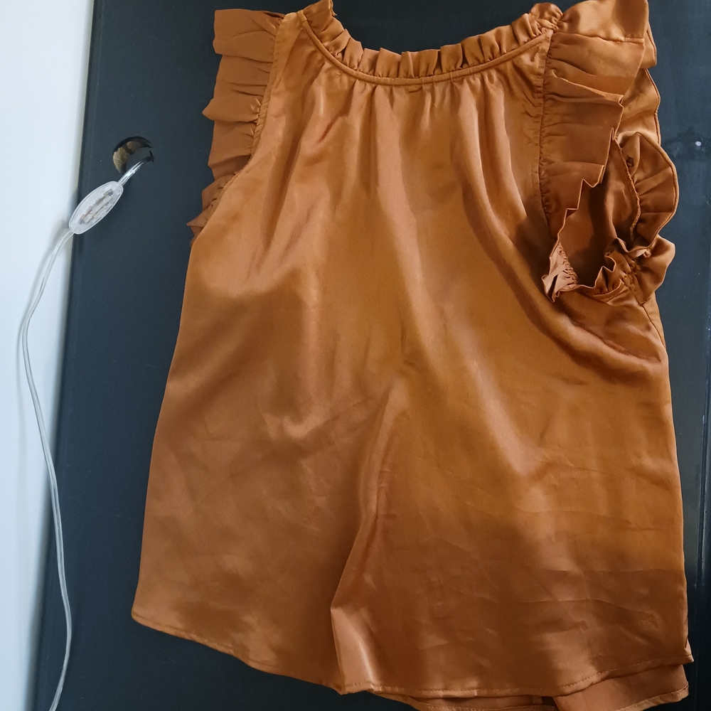3/$20 DEAL The Workshop Women's Copper Ruffle Blouse